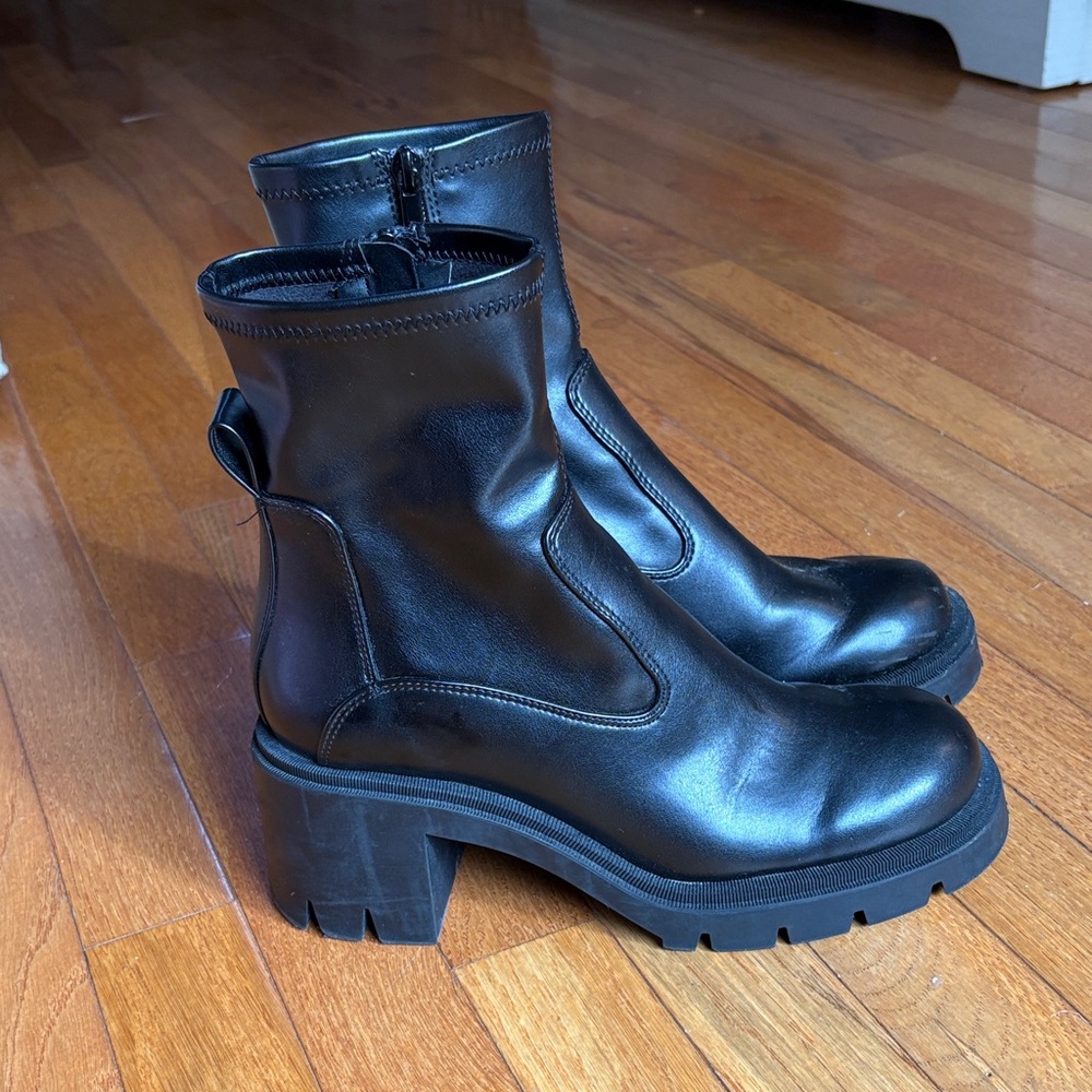 Black Leather Ankle Boots